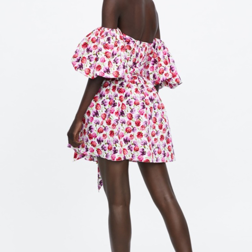Zara floral printed dress with belt NWT - Picture 6 of 8